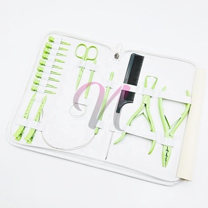 Light Green Powder Coated <b>Hair</b> Extension Tools Kit for Students Included Multi-Functional Pliers <b>Hair</b> Clips, Loops & <b>Comb</b> Set - Product Image 3