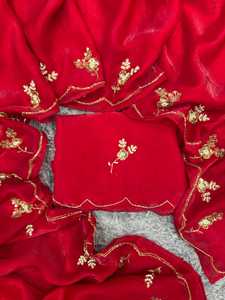 Sari de tela de seda de espacio puro de última moda de diseñador indio con hermosa Katdana, perlas y lentejuelas Sari hecho a mano con blusa - Product Image 5