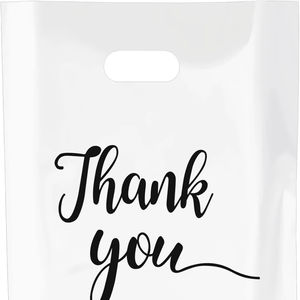 Bolsas de Regalo para Fiestas y Compras con Asas, 35x45cm, Bolsas de Embalaje para Negocios, Bolsas Reutilizables Blancas con Impresión Negra - Product Image 4