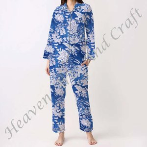 เซ็ตชุดนอนกลางคืนสำหรับผู้หญิงใส่ในฤดูร้อนชุดนอนลายดอก/ตัวอักษร/ลวดลาย/วันหยุด/ลายต้นมะพร้าวมีสไตล์สไตล์สำหรับฤดูใบไม้ผลิ/ฤดูร้อน - Product Image 6