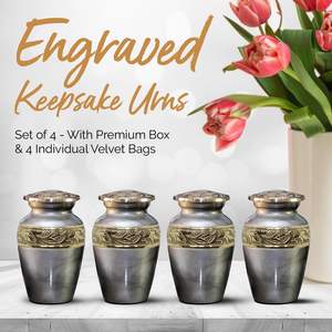 Urnes souvenir gris-petit pour les cendres humaines ensemble de 4 avec boîte et sacs de qualité supérieure-Mini urnes artisanales pour les cendres-petit - Product Image 4