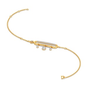 Pulsera de diamantes cultivados en oro de 14K Estación de oro sólido Pulsera de diamantes cultivados en laboratorio sólido Pulsera delicada de diamantes - Product Image 2