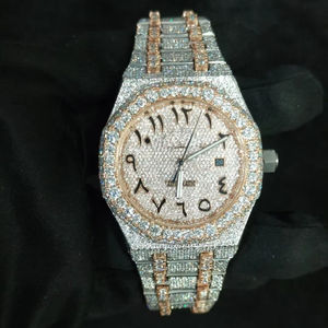 Fournisseur de montres en moissanite Buss Down, montres mécaniques en acier inoxydable pour hommes, luxe, serties de diamants VVS avec boîte - Product Image 1