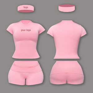 Conjunto de Dos Piezas Personalizado para Mujer, Chándal de Algodón Ajustado con Cremallera, Trajes Deportivos Bordados, Sudadera Corta con Capucha y Pantalones Cortos Degradados por el Sol - Product Image 3