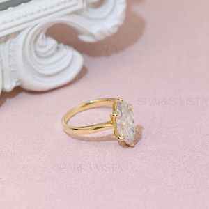 Luxury <b>Vintage</b> Marquise Cut Diamond Engagement <b>Ring</b> Customizable SPARKS VISTA Unisex 14K/18K <b>Gold</b> GIA <b>Ring</b> - Product Image 3