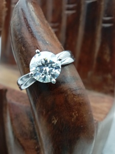 Custom Fancy Solitaire VVS Diamond Engagement Wedding Anniversary Ring 100% Satisfaction Guarantee GIA Certified Sterling Silver - Product Image 5