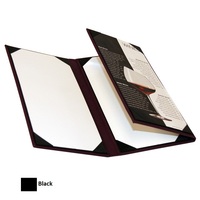 Couverture de menu en cuir de restaurant, Triple pli, couleur noire, pas cher