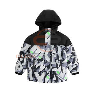 Veste bouffante à capuche en laine imprimée personnalisée pour hommes col montant motif dessin animé noir rouge coupe-vent séchage rapide hiver extérieur OEM - Product Image 6