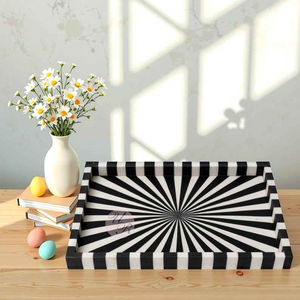 Modern Antique Handmade Kitchen Serving Tray India Bone Inlay Decorative Wood Tray - Product Image 6