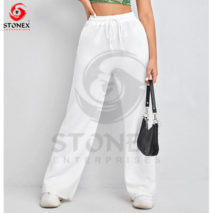 Pantalones jogger acampanados anchos personalizados para mujer, estilo streetwear superventas con frente plano y efecto lavado para invierno - Product Image 1