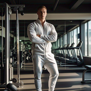 ชุดวอร์มมีซิปสำหรับผู้ชายชุดออกกำลังกายฟิตเนสมีฮู้ดแบบรูดซิป - Product Image 6