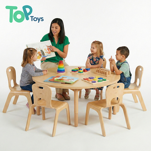 Ensemble de meubles Montessori pour enfants de maternelle, <span class=keywords><strong>table</strong></span> réglable en hauteur en <span class=keywords><strong>bois</strong></span> de bouleau FSC, chaise en <span class=keywords><strong>bois</strong></span> courbé, pour les centres de garderie préscolaire - Product Image 1