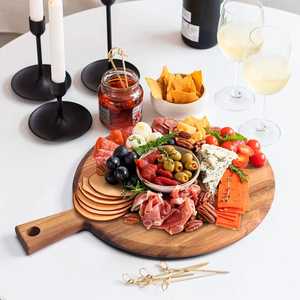 Le meilleur fournisseur en gros offre une planche à découper en bois ronde pour les fruits cuisine fête dîner alimentaire-prix usine blocs à découper - Product Image 3