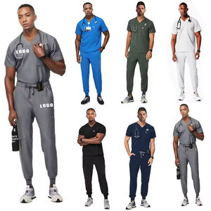 Rêu màu xanh lá cây bonsai hải quân hoàng gia màu xanh đen trắng căng nam nam unisex Jogger đồng phục bệnh viện Y Tá tẩy tế bào chết Bộ - Product Image 1