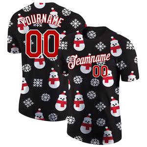 Directo Engro ropa deportiva al por mayor personalizado negro rojo-blanco Navidad 3D rendimiento camiseta - Product Image 1