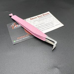 Pinzas de punta de fibra en forma de L de 45 90 grados de etiqueta privada Pinzas de extensión de pestañas de corazón Rosa sostenibles Pinzas de pestañas de volumen - Product Image 4