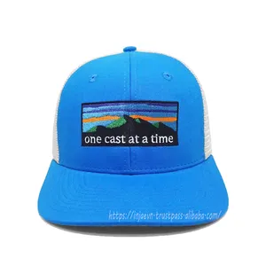 사용자 정의 짠 패치 블루 트럭 운전사 모자 부드러운 메쉬 6 패널 리차드슨 112 베트남에서 사전 곡선 도매 수 놓은 트럭 운전사 모자