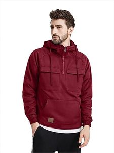 เสื้อฮู้ดคาร์โก้สำหรับผู้ชายเสื้อฮู้ดแบบสวมหัวมีซิปสำหรับคาร์โก้มีฮู้ดแฟชั่นกลางแจ้ง - Product Image 4