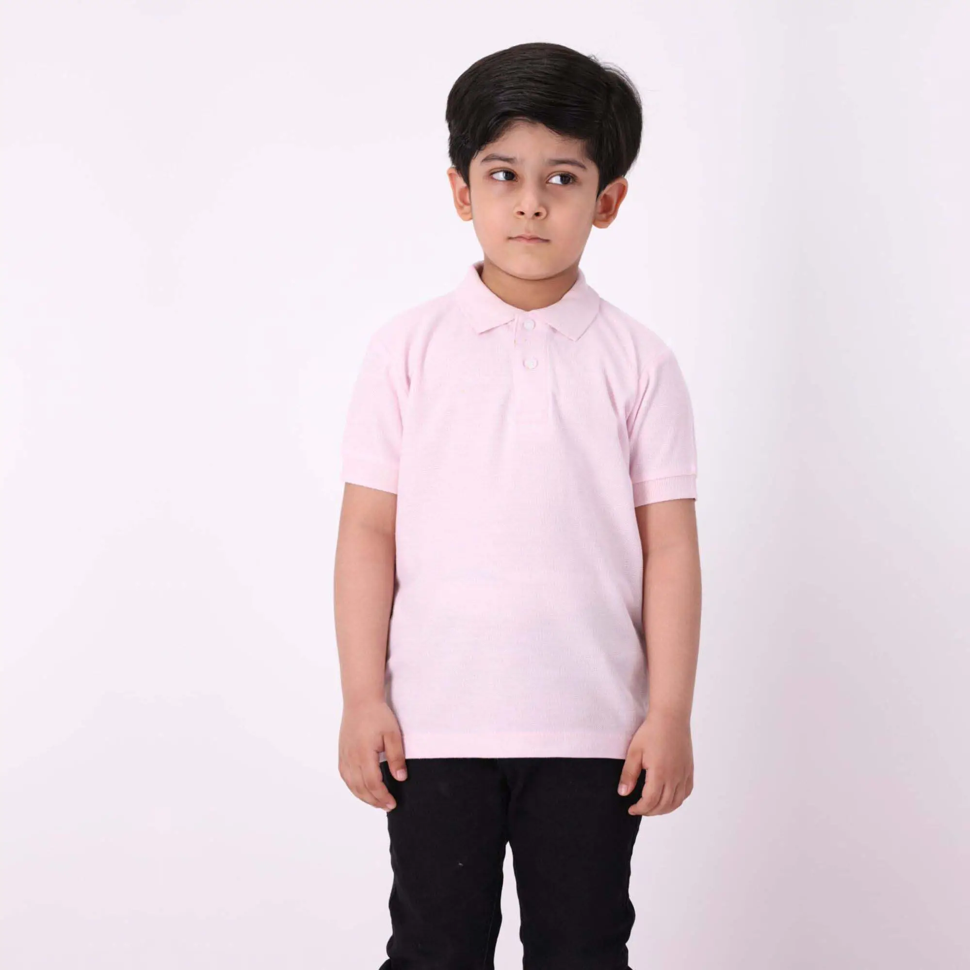 Summer Season 100% Combed Cotton Pique 220 gsm Custom Embroidered Logo Short Sleeves Baby Pink Kids Polo Shirt