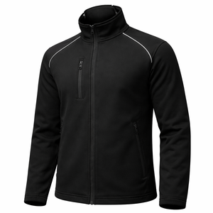 Veste softshell coupe-vent et résistante à l'eau pour le travail en extérieur avec fermeture éclair intégrale, bandes réfléchissantes et poche poitrine zippée - Product Image 3