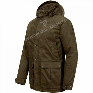 Veste de chasse avec capuche en tissu 100% coton ciré, boutons et fermeture à glissière, poches avant à l'intérieur de la doublure matelassée en polyester - Product Image 3