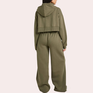 Women <b>Zip</b> Up Hoodie Tracksuit Set Relaxed Fit Fleece <b>Sweatshirt</b> & Straight Leg Joggers Activewear Bulk Supply - Product Image 2