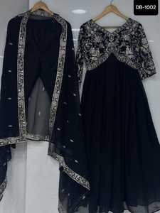 Indien et pakistanais vêtements ethniques lourds Faux Georgette broderie séquence conception travail avant arrière les deux côtés broderie travail motif - Product Image 6