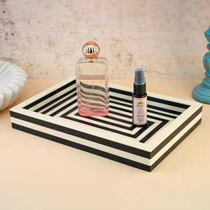 Bandeja geométrica moderna de resina en blanco y negro, diseño de ilusión óptica Rectangular para decoración de bodas y oficinas en casa - Product Image 2