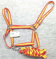 Cabestro de caballo de nailon ajustable de alta calidad con logotipo personalizable de plomo de 2 metros colores rojo/amarillo precio al por mayor uso ecuestre