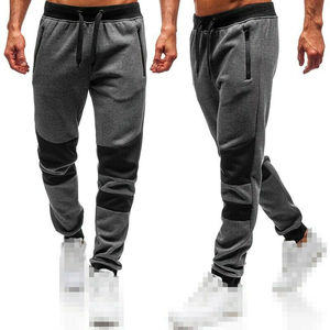 Pantalones de gimnasio deportivos de felpa francesa ajustados para hombre, mallas de pana de algodón personalizadas, pantalones de chándal medios de estilo informal alto con bordado oscuro - Product Image 4