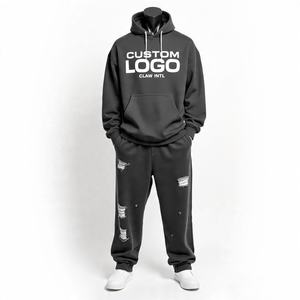 Chándal holgado de algodón lavado con ácido personalizado de alta calidad de fabricante, chándales bordados con estampado desteñido al sol para hombre - Product Image 3