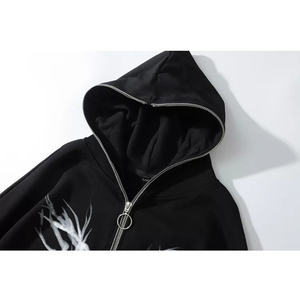 Fabricants d'usine, sweats à capuche avec fermeture éclair pour hommes, sweats à capuche avec fermeture éclair, vêtements streetwear lourds, logo personnalisé, impression bouffante 3D, capuche pour hommes - Product Image 5
