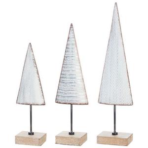 Objetos de árbol de Navidad galvanizados sin óxido de tendencia TCD con base de madera Artículos de mesa decorativos Acentos de árbol de metal a los mejores precios - Product Image 1