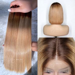 Top Trending Best Soft Fullest Bone Straight 12A Grade Raw Extensiones de cabello vietnamita Pelucas de cabello humano Rubio 360 Encaje completo - Product Image 4