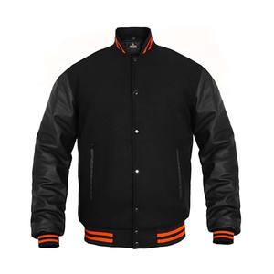 Custom Leather Long Sleeve Patchwork Color Streetwear Letterman Varsity Jacket for Men - Product Image 5