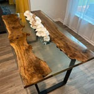 Mesa de Comedor Rectangular de Madera de Acacia y Resina Epoxi, Hecha a Mano, de Lujo, para Hogar, Oficina, Hotel, Sala de Estar, Resistente al Agua, Regalo para Diwali - Product Image 3