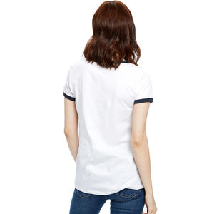 Personalizado OEM ODM algodón Jersey camisas de moda mujeres Ringer camisetas de tela suave soporte de marca transpirable mujeres Ringer camisetas - Product Image 3