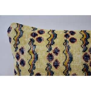 Beige Kantha Wool <b>Pillow</b>, 12x36 Inches, Woven Pattern - Product Image 2