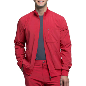 Men's Medical Scrubs Jacket Stretch Polyester Spandex Fabric Solid Color Nursing Uniform Hospital <b>Doctor</b> Scrub <b>Set</b> - Product Image 3
