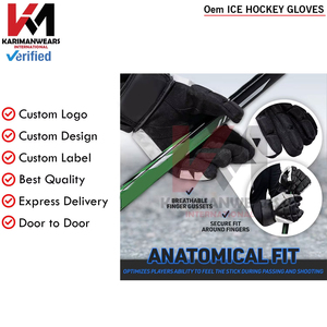 Gants de hockey sur glace OEM en gros, sangle réglable, port confortable, gants de hockey sur glace personnalisés OEM, légers, ajustement flexible, rapides - Product Image 4