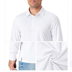 Polo imprimé de techniques foncées solides de qualité supérieure pour hommes tissu de haute qualité avec manches longues et courtes et col polo pour le golf - Product Image 1