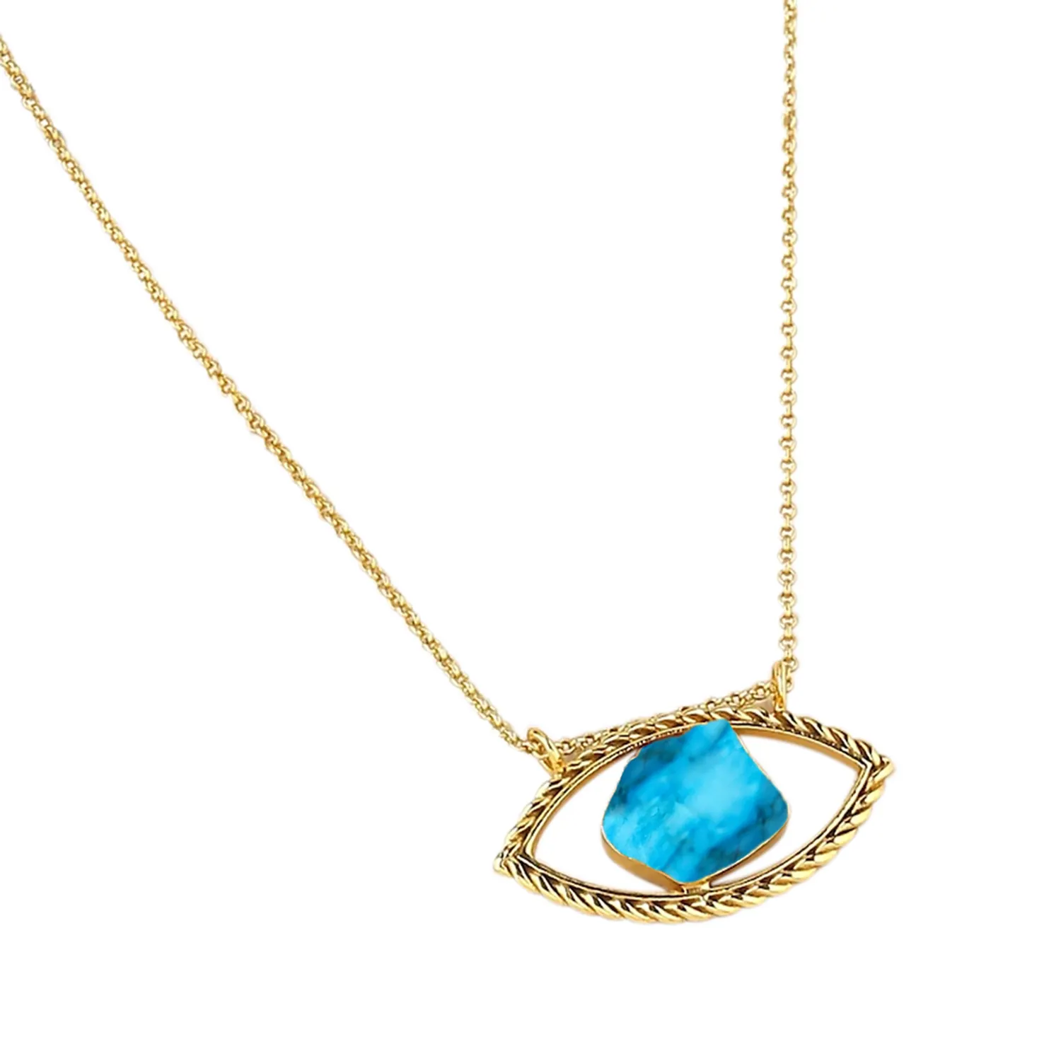 Raw Turquoise kristal batu kelahiran batu jahat kalung mata jahat berlapis emas batu kelahiran perhiasan penyembuhan kristal mata jahat perhiasan