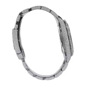 Montre d'affaires analogique Hip Hop de luxe en acier inoxydable de haute qualité 20mm bande pleine Moissanite blanche diamant glacé nouveauté verre - Product Image 3