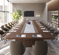 Ensemble de table et de chaises de salle de conférence pour 20 personnes, en marbre artificiel blanc de haute qualité, pour mobilier de bureau