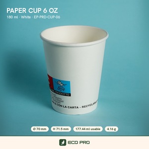 Gobelets à café jetables écologiques recyclables de 6 oz en papier alimentaire à paroi simple, impression flexographique, boissons chaudes/froides, bière - Product Image 2