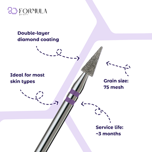 Broca de Diamante para Uñas, Punta Cónica, 3.0mm, Violeta PRO, para Limpieza de Cutículas - Product Image 2