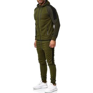Nouvelle arrivée vente chaude coton matériel pleine fermeture éclair survêtement à capuche survêtement deux pièces jogging survêtements ensemble hommes survêtements - Product Image 2