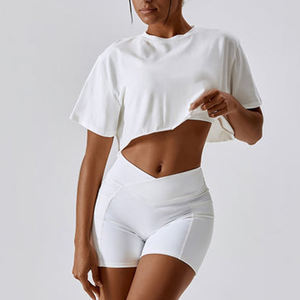 2025, Top corto para mujer, camisa recortada lisa, camisetas de gran tamaño de alta calidad, camisetas de manga corta para mujer - Product Image 2