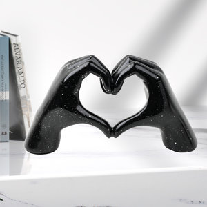 Coeur Forme Noir Couleur Fini Maison Sculpture Décorative Table Accent À La Main Artistique Chambre Table Élégant Décor Article - Product Image 5