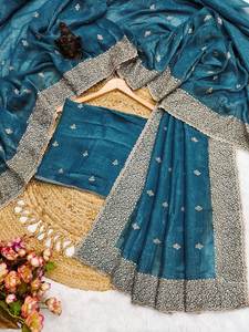 Wedding Wear Soft Crunchy With Embroidery Work <b>Saree</b> Woman Fashion Manufacturer From Surat India At Lowest Rate For <b>Sale</b> - Product Image 6